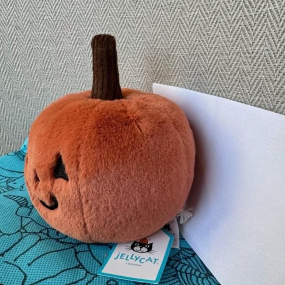 Jellycat Ooky Jack O’Lantern Pumpkin Plush Toy Soft Halloween Stuffed Doll NWT - Picture 2 of 9